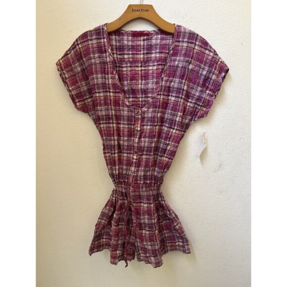 NWT VELVET PINK PLAID ROMPER SZIE SMALL (L9)